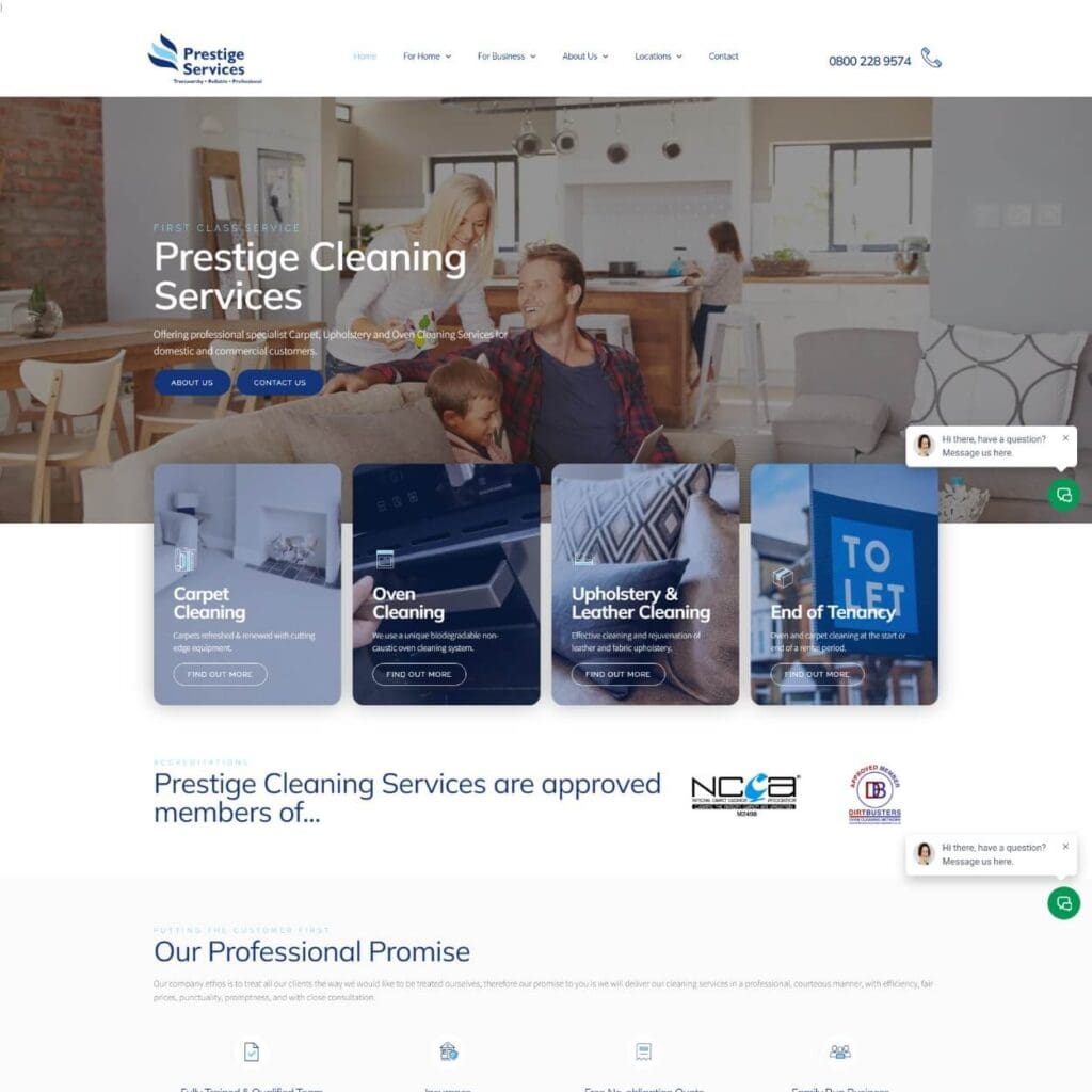 prestige cleaning Cotswolds - Dentons Digital Websites